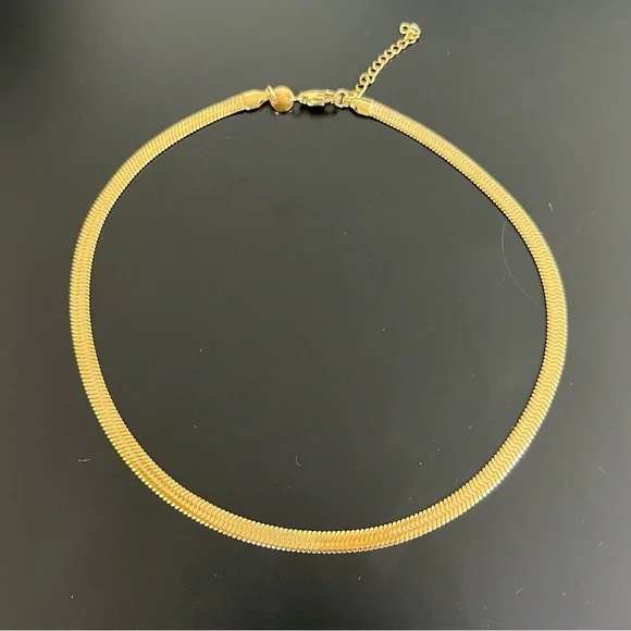 Gold Plated sterling silver Jennifer Zeuner lay-flat herringbone necklace gift - Picture 4 of 4